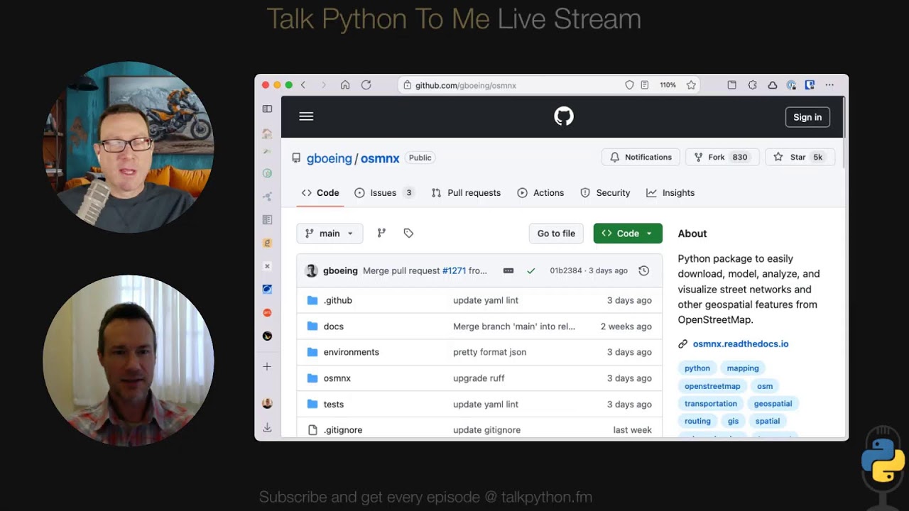 Talk Python to Me: #495: OSMnx: Python and OpenStreetMap